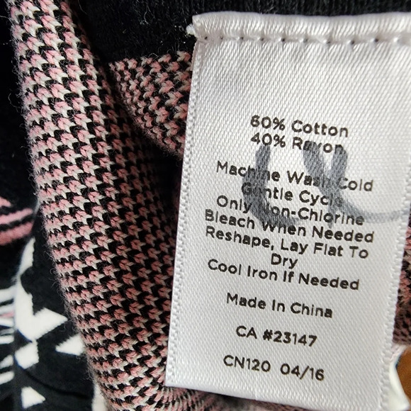 Talbots  Herringbone Plaid Scoop Neck Snap Front Black Cream Pink Size 3X - Picture 12 of 12